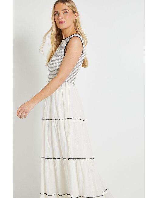 Wallis White Cotton Dobby Tiered Maxi Dress