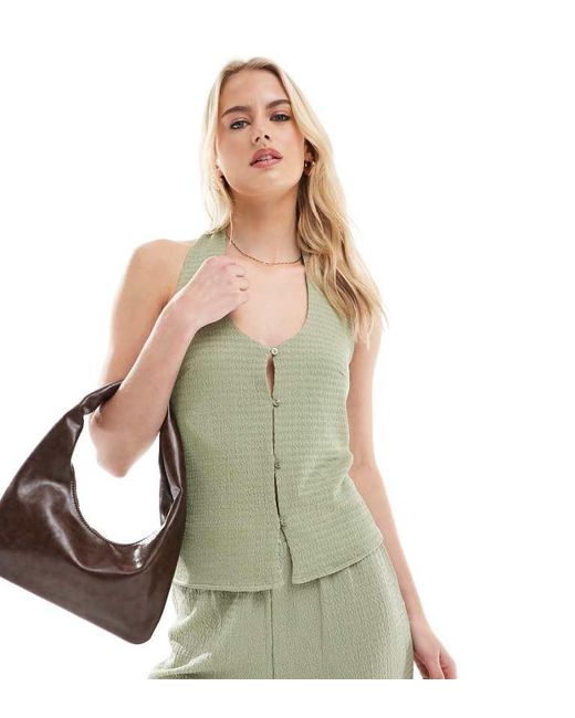 Vero Moda Green Textured Jersey Halter Top Co-Ord