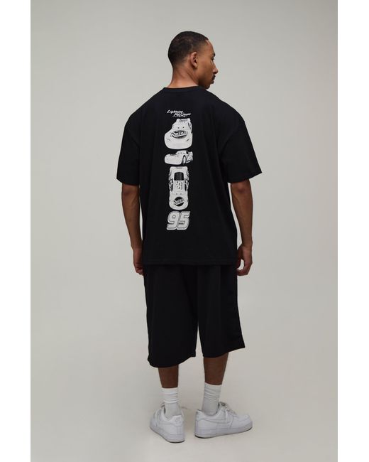 BoohooMAN Black Oversized Lightening Mcqueen License Print T-Shirt for men