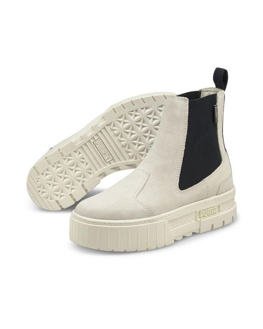 PUMA White Mayze Suede Chelsea Boots