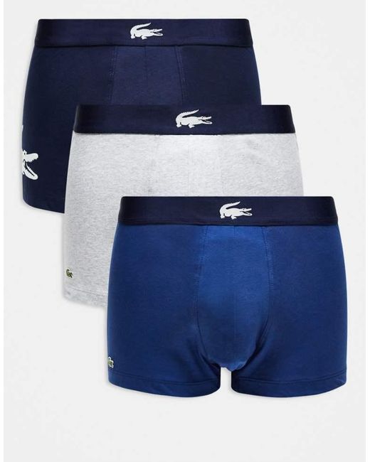 Lacoste Blue Originals Large Logo 3 Pack Trunks for men