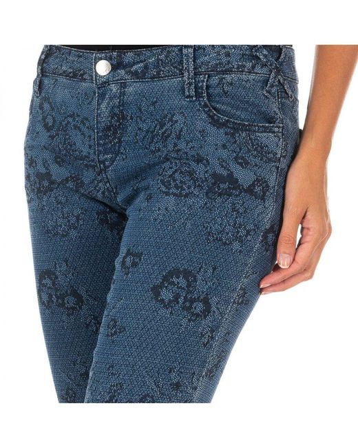 Met Blue Printed And Elastic Long Denim Pants 10Db50210
