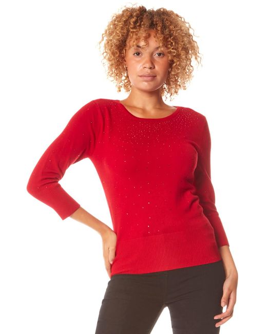 Roman Red Diamante Studded Jumper