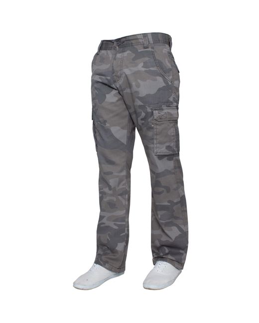 Kruze By Enzo Gray Cargo Combat Trousers for men