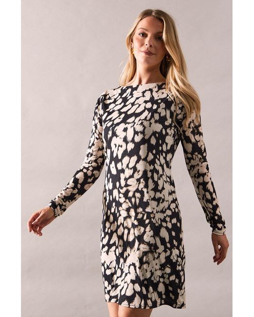 Wallis Natural Tall Mono Scratch Print Jersey Shift Dress