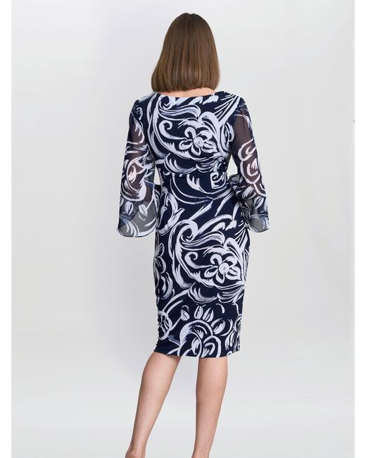 Gina Bacconi Blue Iga Abstract Print Dress