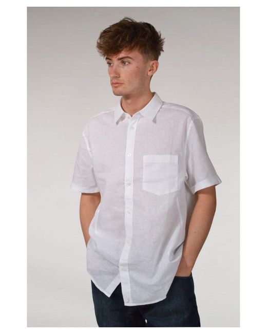 H&M White Slim Fit Linen Shirt for men