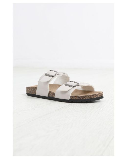 Brave Soul White 'Anthony' Faux Leather Buckle Strap Cork Sandals for men