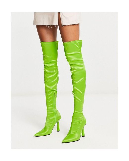 ASOS Green Krista Heeled Sock Boots