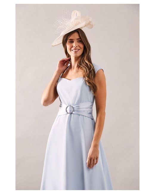 Wallis White Sweetheart Satin Buckle Midi Dress