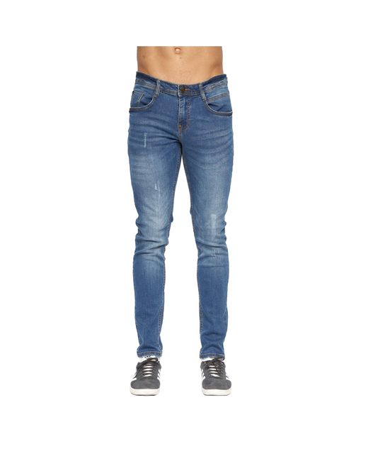 Duck and Cover Blue Tranfold Slim Jeans (Stone Wash) for men