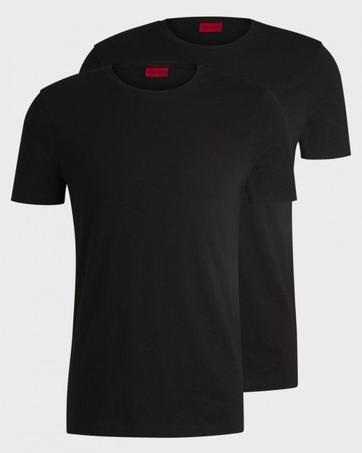 HUGO Black Round Two-Pack Of Slim-Fit T-Shirts for men