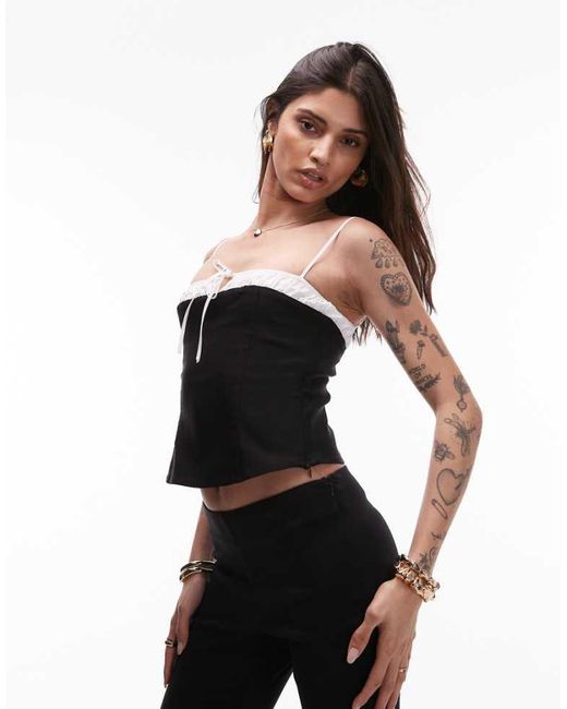 Nia Black Maria Bow-Detail Cami Top