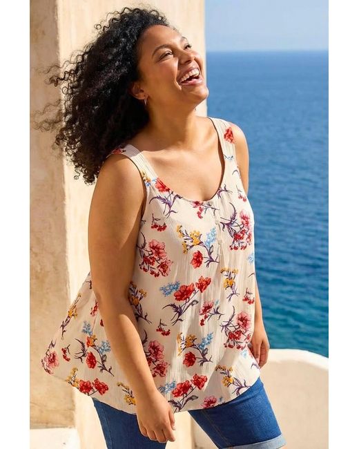 Roman Natural Curve Ditsy Floral V-Neck Top