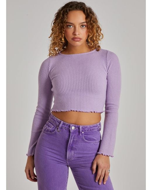 Pink Vanilla Purple Soft Wide Brushed Ribbed Long Sleeve Top