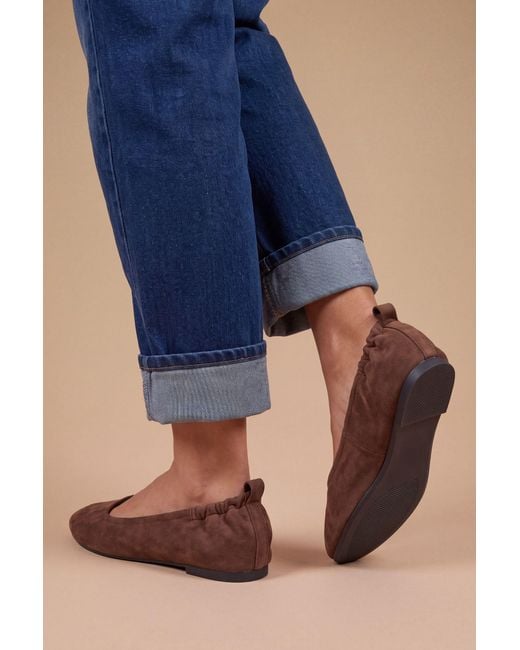 Good for the Sole Blue Julia Faux Suede Ruched Elasticated Ballet Pumps