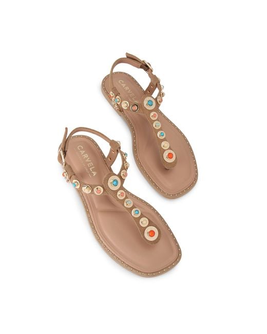 Carvela Kurt Geiger Natural Suede Amalfi T Bar Flat Sandal Sandals