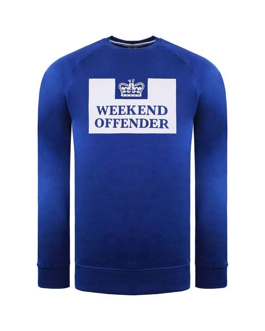 Weekend Offender Blue Skylar Yale Sweater Cotton for men