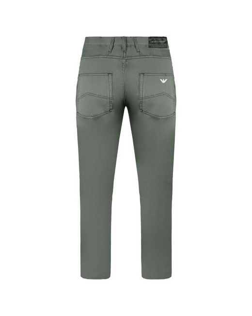 Emporio Armani Gray Regular Fit Chino Trousers for men