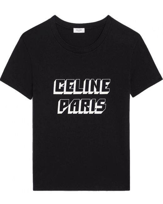 Céline Celine 3d Gebroken Bedrukt Logo T-shirt In Zwart in het Black voor heren