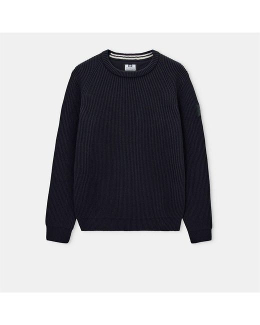 Weekend Offender Blue Morello Rib Crew Knit Sweater for men
