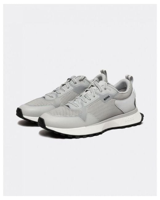 Boss White Boss Jonah Mixed-Material Trainers With Mesh Details And Branding for men