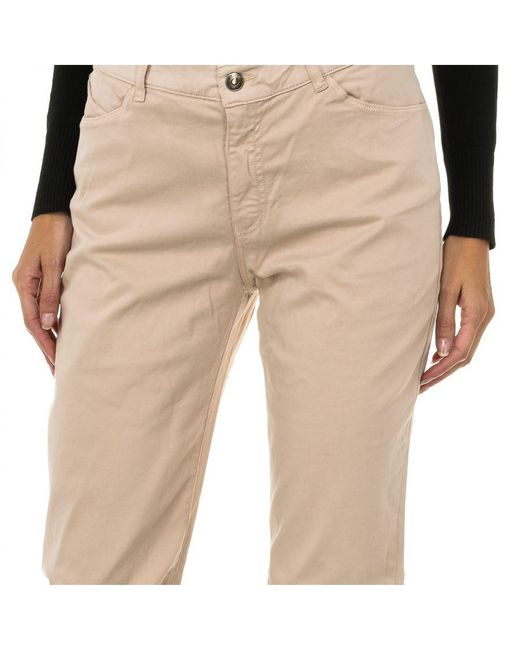 Armani Natural Regular Fit Stretch Fabric Long Pants 6y5j18-5n0rz Woman Cotton