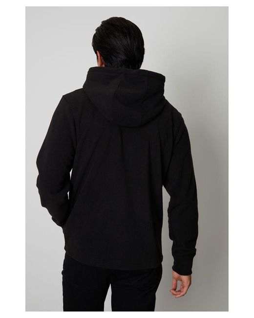 Threadbare Black 'Rueben' Micro Fleece Zip Through Hoodie for men