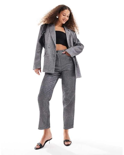 Amy Lynn Blue Metallic Lupe Trouser