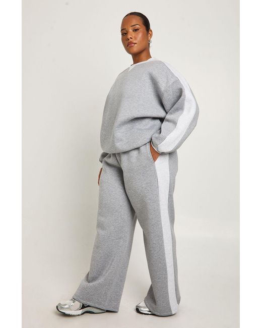 Boohoo Gray Plus Side Contrast Wide Leg Joggers