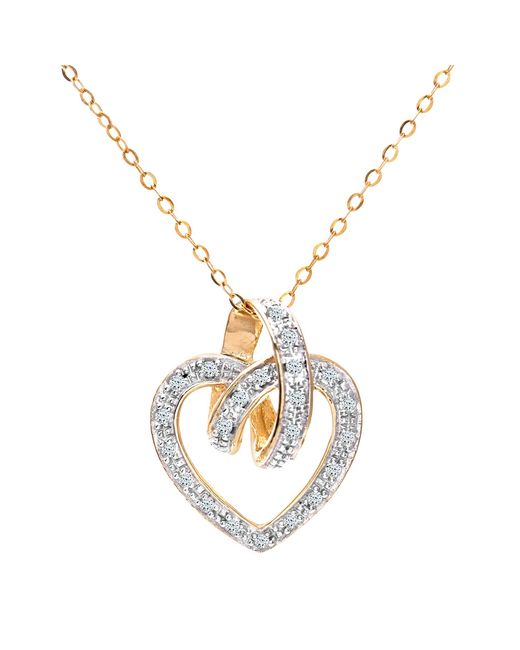 DIAMANT L'ÉTERNEL 9kt Geelgouden Pave Set Van 0,10 Ct Diamanten Harthanger En 18 Inch Ketting in het Metallic voor heren