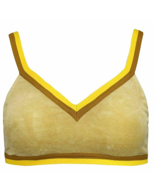 PUMA Yellow X Rihanna Fenty Sleeveless V-Neck Velour Crop Top 575736 03