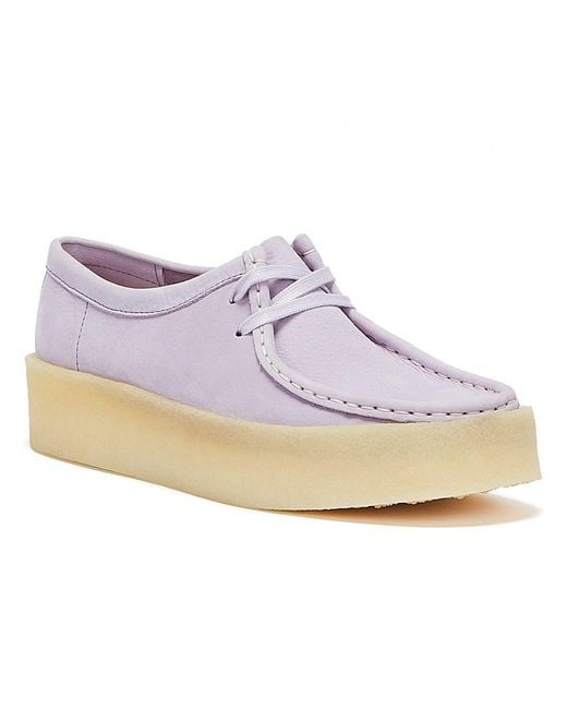 Clarks White Wallabee Cup Nubuck Lilac Shoes