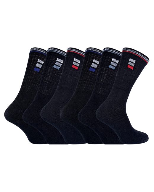 Sock Snob Blue 6 Pack Cotton Striped Pattern Trainer Sports Socks for men