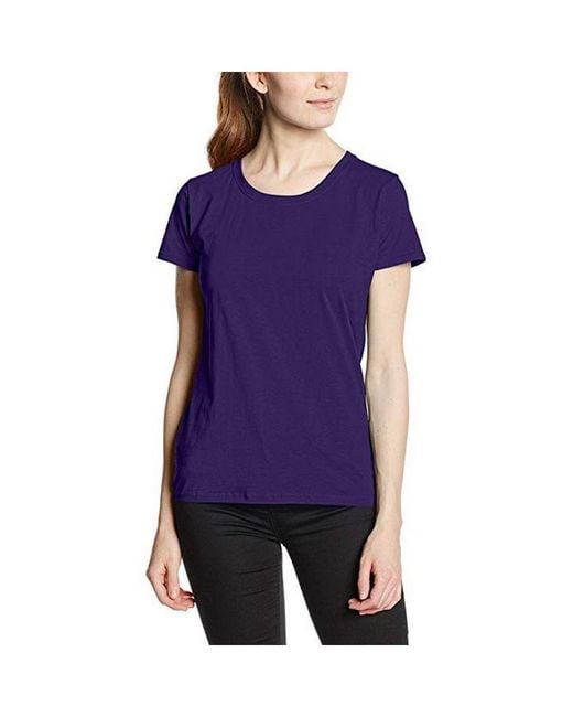 Fruit Of The Loom Blue Ladies/ Lady-Fit Valueweight Short Sleeve T-Shirt (Pack Of 5) (Vintage Heather)