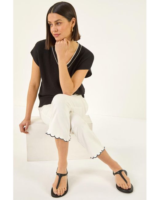 Roman Natural Cropped Stretch Flared Trouser