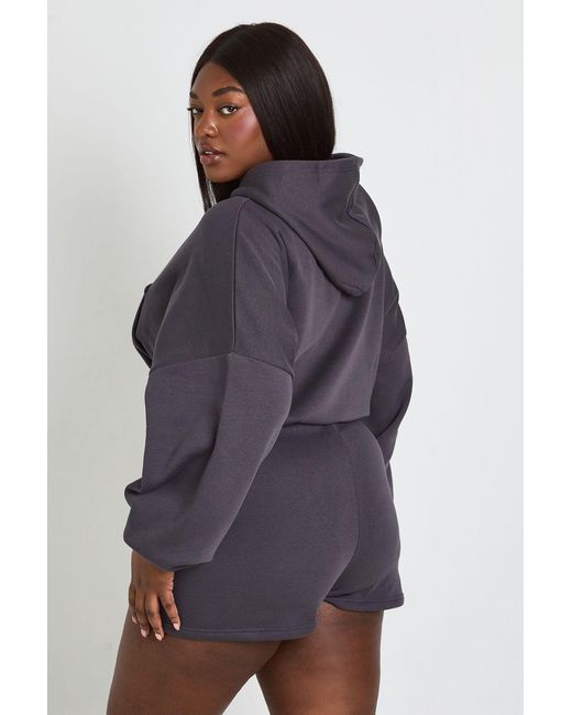 Boohoo Gray Plus Balloon Sleeve Zip Up Hoodie