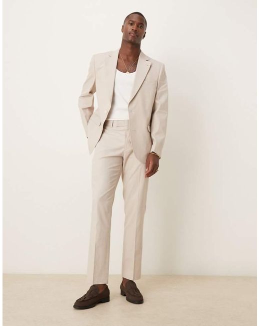 ASOS Natural Linen Blend Slim Suit Jacket for men