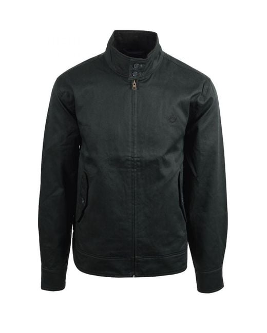 Fred Perry Black Waxed Cotton Harrington Jacket Night for men