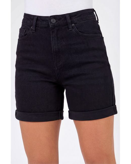 Roman Blue Stretch Denim Mom Shorts