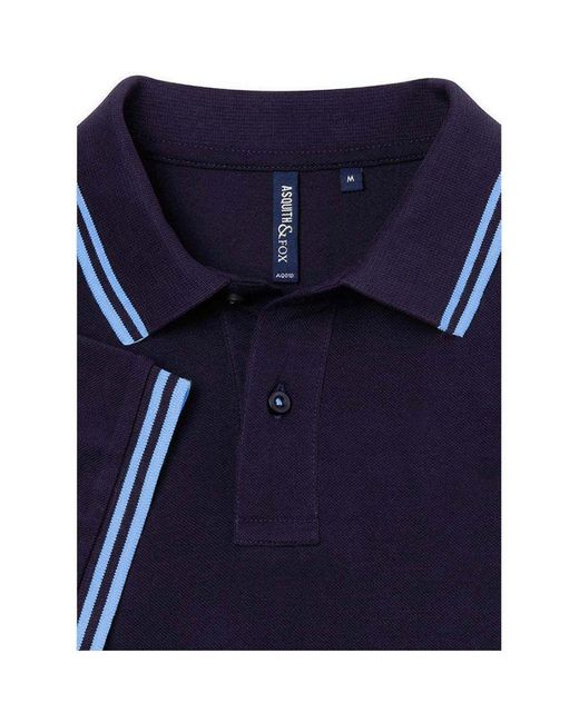 Asquith & Fox Blue Classic Fit Tipped Polo Shirt Cornflower) for men