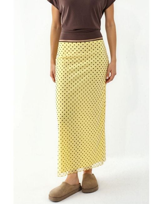 Hiccup Yellow Polka Dot Tulle Stretch Skirt With Lace Detail