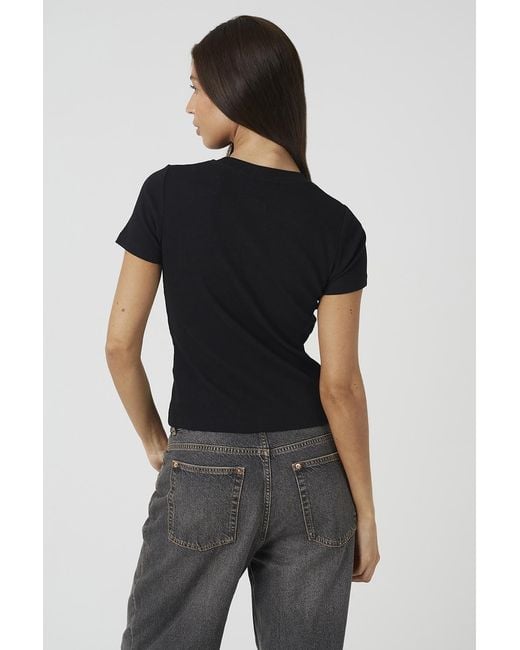 Brave Soul Black Cotton Rich Short Sleeve Button Down Top