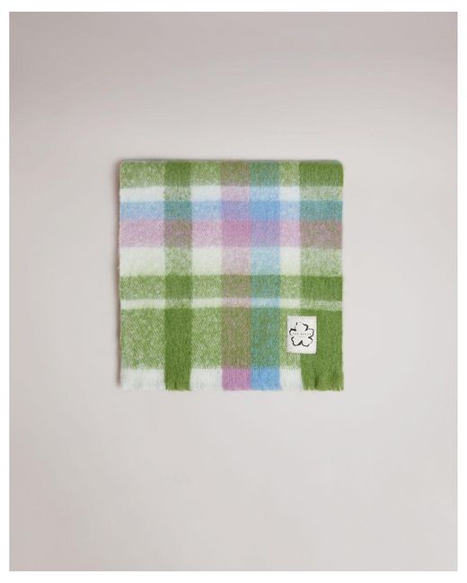 Ted Baker Green Charloa Check Scarf, Light