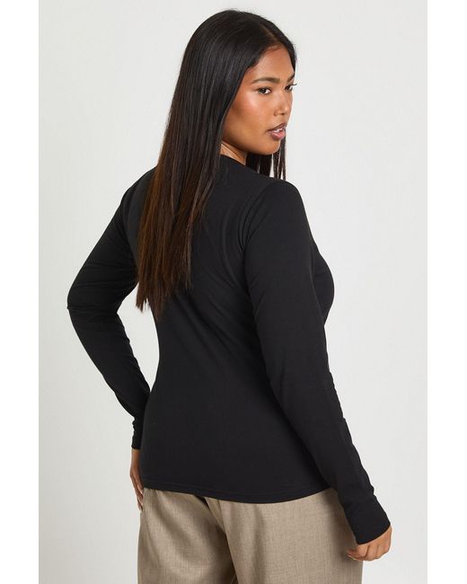 Boohoo Black Plus One Side Button Down Long Sleeve Top