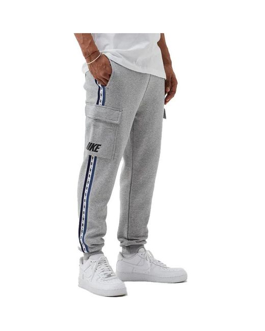 Nike Gray Repeat Tape Fleece Joggers for men