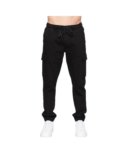 Crosshatch Black Malimore Cuffed Ankle Cargo Jeans (Solid) for men