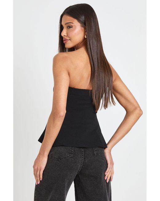 Boohoo Black Bandeau Peplum Top