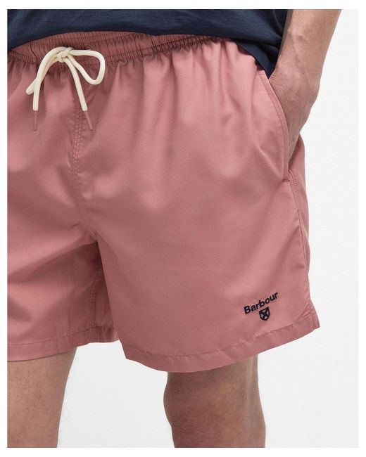 Barbour Pink Staple Logo 5 Swim Shorts for men