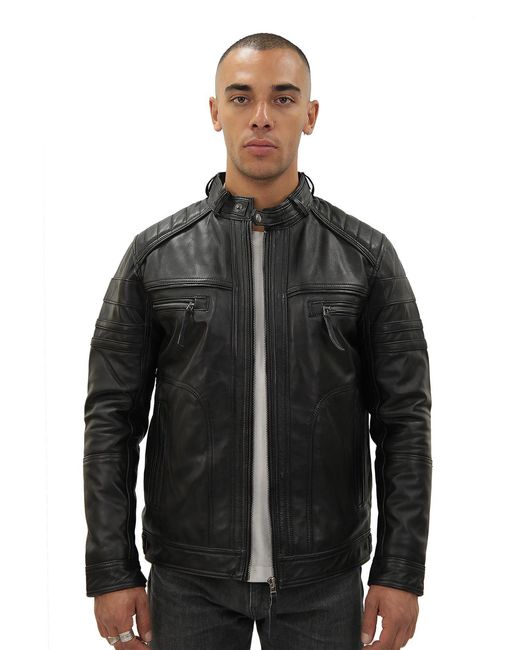 Infinity Leather Black Vintage Biker Jacket-Naples for men